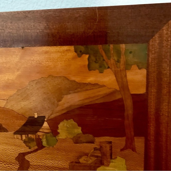 Vintage Wooden Marquetry Wall Plaque 12/15 Inch - Picture 2 of 13